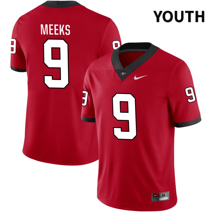 Georgia Bulldogs Youth Jackson Meeks #9 Red 2022 NIL Stitched College UGA Football Jersey 23AT017KD